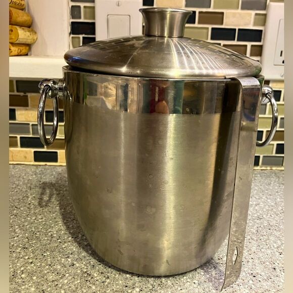 Source Unknown Other - Stainless steel ice bucket and tongs, barely used, classic style